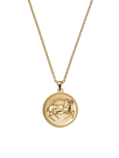 Shop Futura Women's Icons 18k Yellow Gold Zodiac Medallion Necklace In Aries