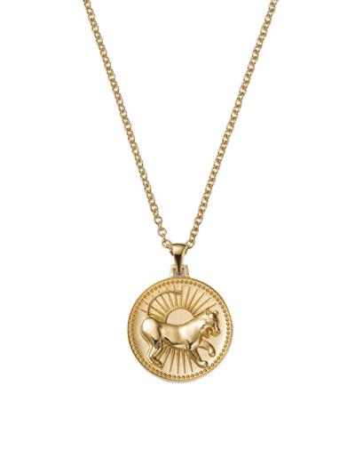 Shop Futura Women's Icons 18k Yellow Gold Zodiac Medallion Necklace In Leo