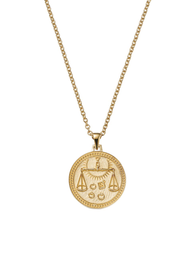 Shop Futura Women's Icons 18k Yellow Gold Zodiac Medallion Necklace In Libra