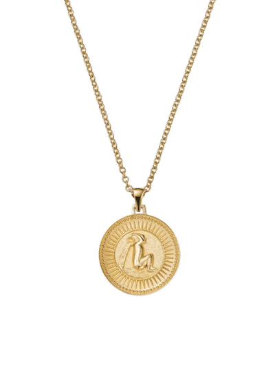 Shop Futura Women's Icons 18k Yellow Gold Zodiac Medallion Necklace In Aquarius