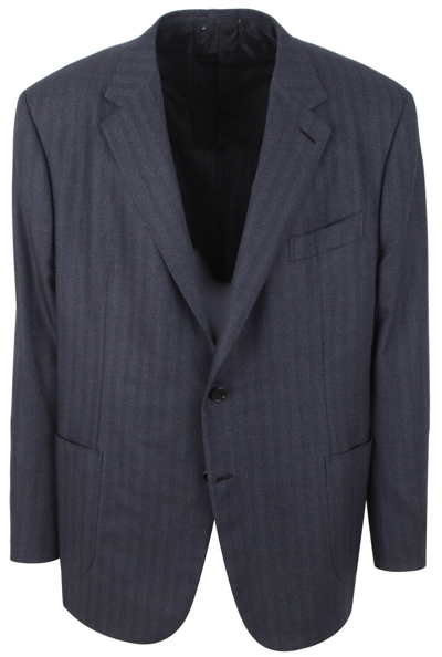 Pre-owned Brioni Men's Jacket Blazer Jackett Made Of Wool, Silk & Cashmere Size 4xl Uk 50 In Blue
