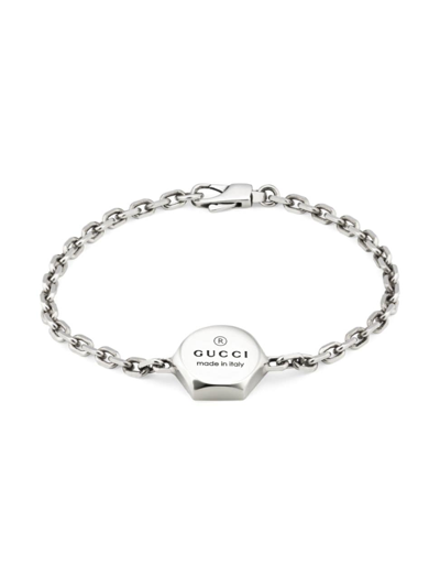Shop Gucci Men's Sterling Silver Trademark Bracelet