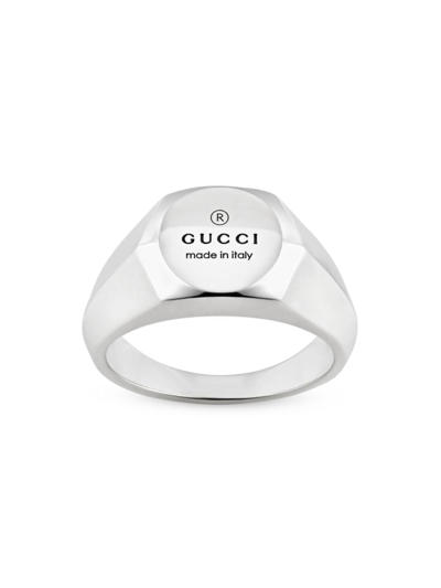 Shop Gucci Men's Sterling Silver Trademark Thin Ring