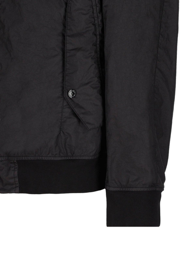 Shop Stone Island Zip-up Bomber Jacket In Black