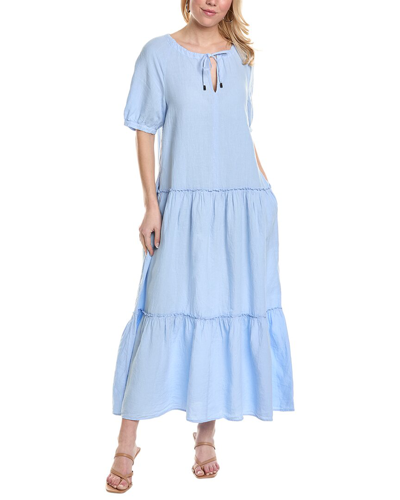 Shop Peserico Linen Maxi Dress In Blue