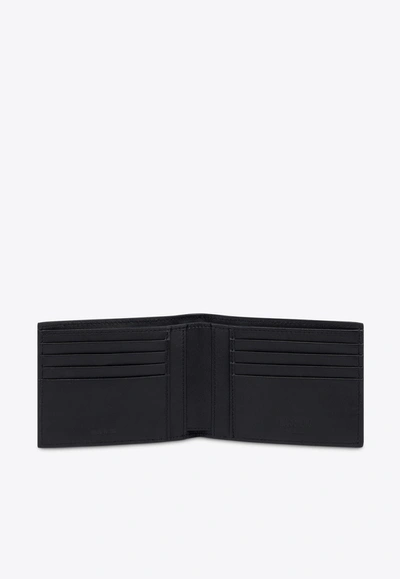 Shop Moschino Bi-fold Wallet In Denim Print Leather In Blue