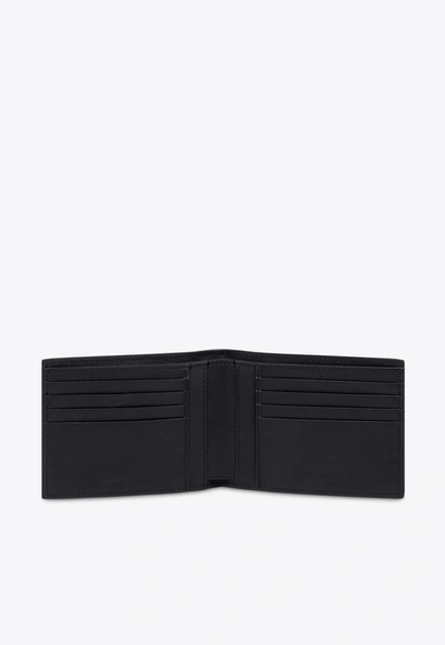 Moschino Bi-fold Wallet In Denim Print Leather In Blue