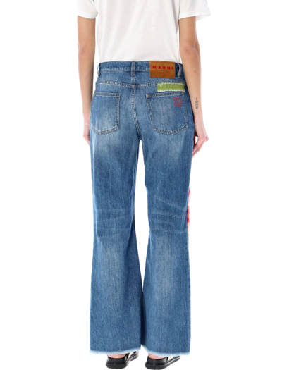 Shop Marni Mohair Patches Jeans In Blue Mix