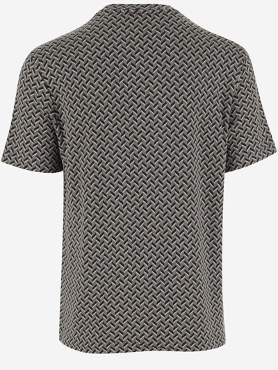 Shop Giorgio Armani Stretch Viscose T-shirt With Geometric Pattern In Red