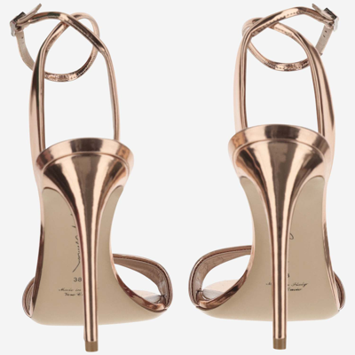 Shop Giorgio Armani Laminated Leather Heeled Sandals In Golden
