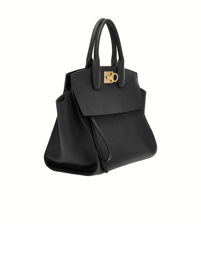 Shop Ferragamo Studio Soft Bag (l) In Black