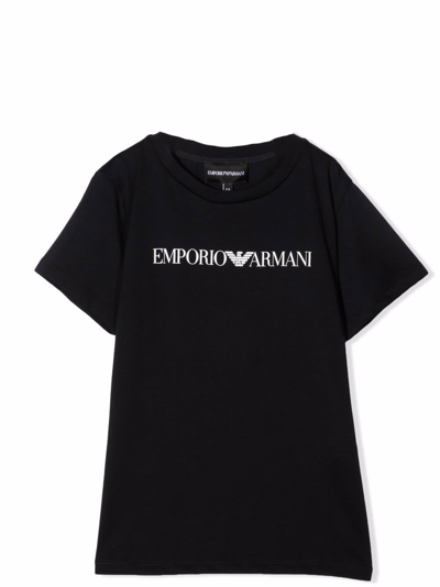 Shop Emporio Armani T-shirt With Print In Blu Navy Logo