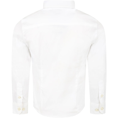 Shop Emporio Armani White Shirt For Boy In Bianco Ottico