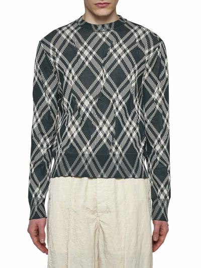 Shop Burberry Sweater In Ivy Ip Check