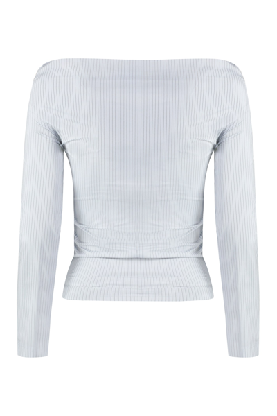 Philosophy Di Lorenzo Serafini Modern Crepe Blouse With Side Button Fastening In Light Blue