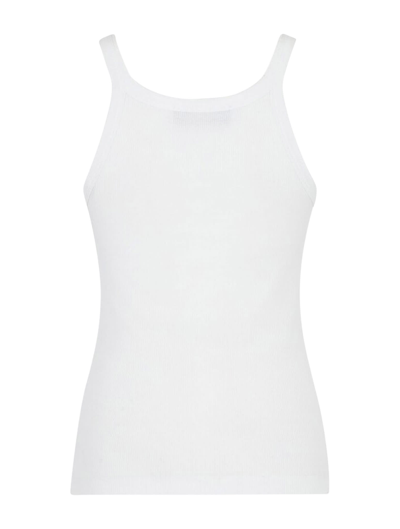 Shop Fendi Top Ribbed Cotton Jersey In Znm White