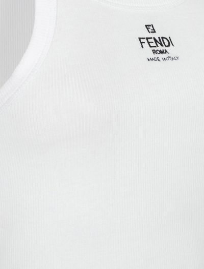 Shop Fendi Top Ribbed Cotton Jersey In Znm White