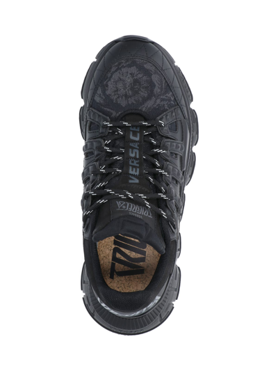 Versace Trigreca Sneakers With Baroque Jacquard Motif In Black