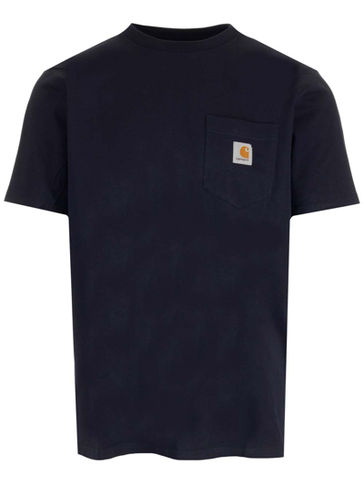 Shop Carhartt Chest Pocket T-shirt In Dark Nay