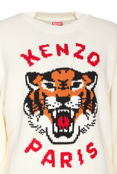 Shop Kenzo Lucky Tiger Sweater In White