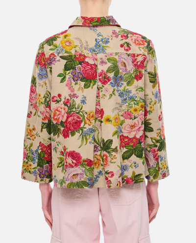 Shop Péro Double Breasted Linen Jacket In Multicolour