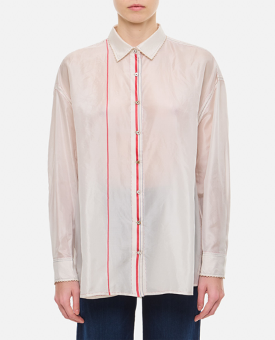 Shop Péro Silk Oversize Shirt In White