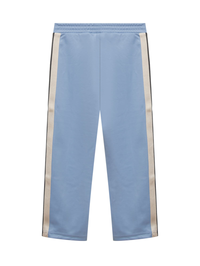 Shop Palm Angels Logo Pants In Light Blue Off White