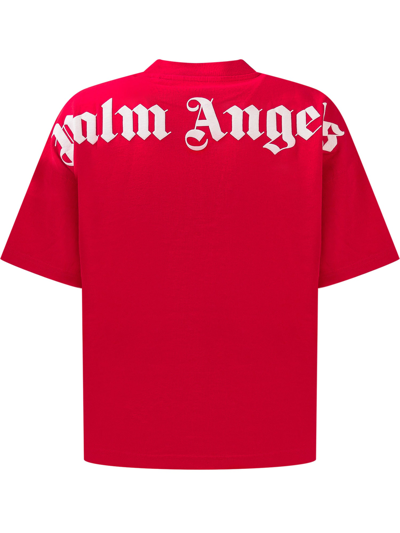 Shop Palm Angels Logo T-shirt In Red White