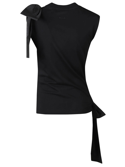 Shop Msgm Bow Detail T-shirt In Black