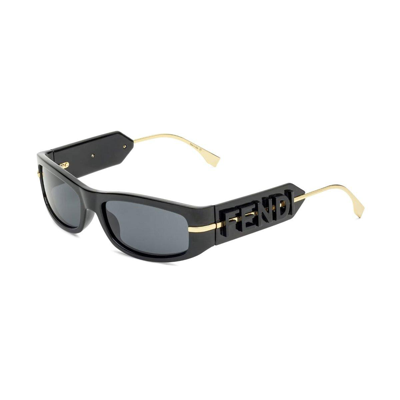 Shop Fendi Rectangular Frame Sunglasses In 01a