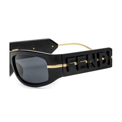 Shop Fendi Rectangular Frame Sunglasses In 01a