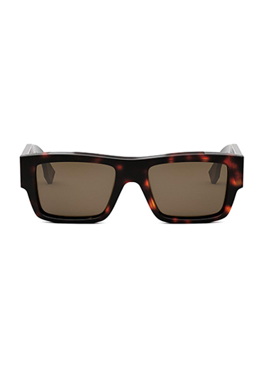 Shop Fendi Rectangular Frame Sunglasses In 54e