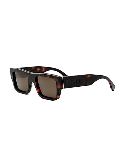 Shop Fendi Rectangular Frame Sunglasses In 54e