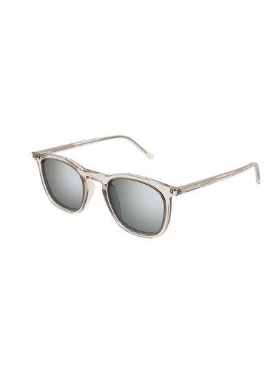 Shop Saint Laurent Sl 623 Sunglasses In 004 Beige Beige Silver