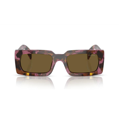 Shop Prada Marbled Rectangular Frame Sunglasses In 18n01t
