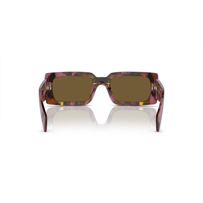 Shop Prada Marbled Rectangular Frame Sunglasses In 18n01t