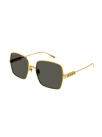 Shop Gucci Gg1434s Sunglasses In 001 Gold Gold Grey