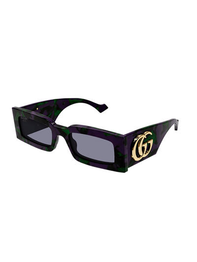 Gucci Logo-plaque Rectangle-frame Sunglasses In 003 Havana Havana Grey