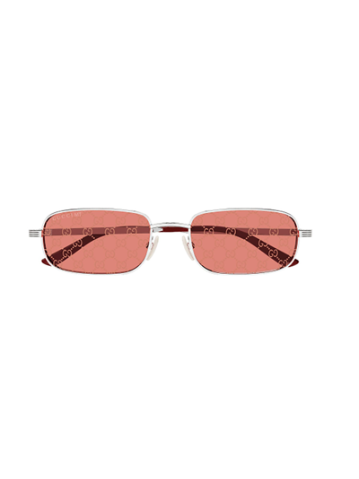 Shop Gucci Gg1457s Sunglasses In 004 Silver Silver Red