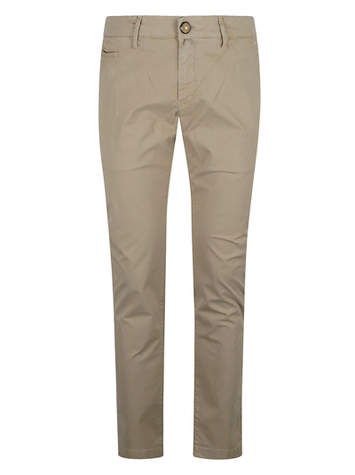 Shop Jacob Cohen Button Fitted Trousers In Emp Beige