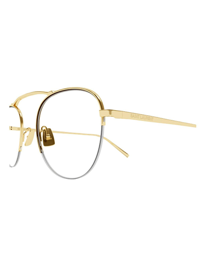 Shop Saint Laurent Round Frame Glasses In 002 Gold Gold Transparent