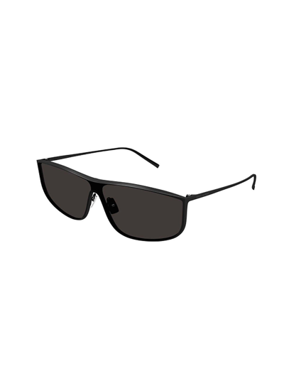 Shop Saint Laurent Sl 605 Luna Rectangular Frame Sunglasses In 002 Black Black Black