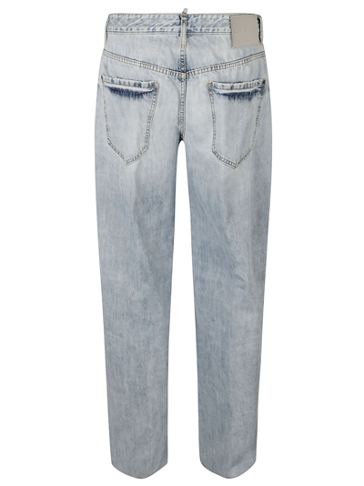 Shop Dsquared2 Distressed Straight Jeans In Navy