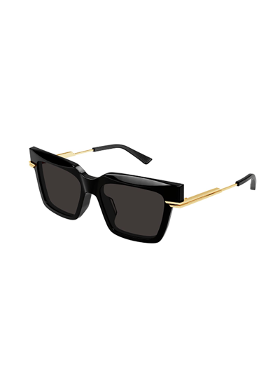 Shop Bottega Veneta Bv1242s Sunglasses In 001 Black Gold Grey