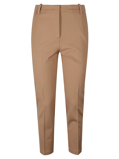 Shop Pinko Concealed Fitted Trousers In Brown