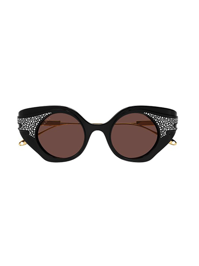 Shop Gucci Gg1327s Sunglasses In 001 Black Gold Brown
