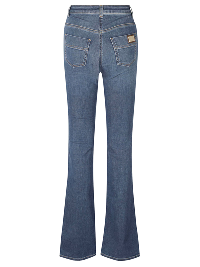 Shop Elisabetta Franchi Flared Fitted Jeans In Blue