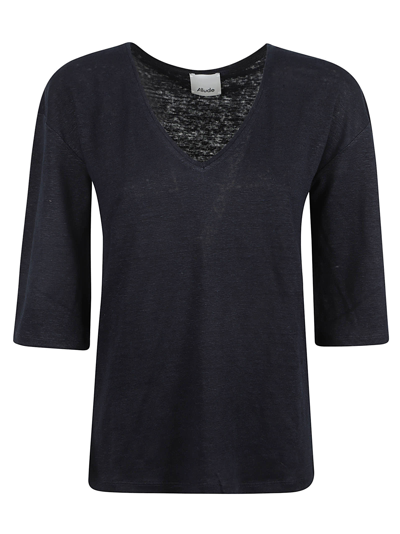 Shop Allude V-neck Top In Navy