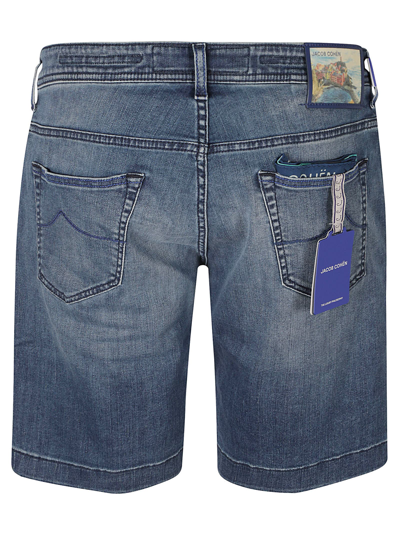 Shop Jacob Cohen Button Denim Shorts In Blue