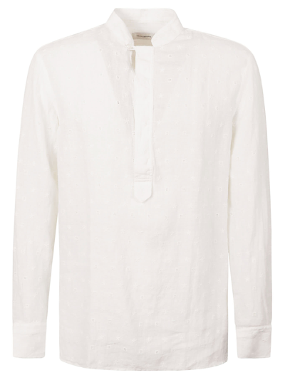 Shop Tagliatore Embroidered Detail Long-sleeved Shirt In White